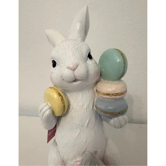 Sweet Treats EASTER BUNNY Pastel Macaron Cupcake Pink Bow Easter Decor CUTE - Picture 2 of 8